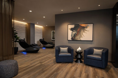 Relaxation and recovery space at the Life Time Atlantic Avenue club location