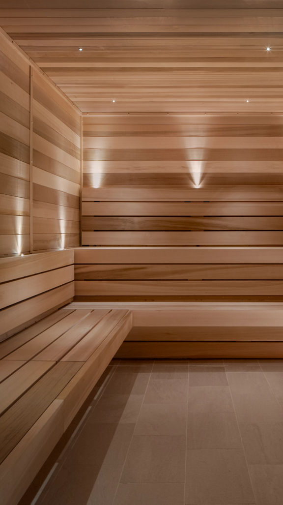 inside the sauna at Life Time