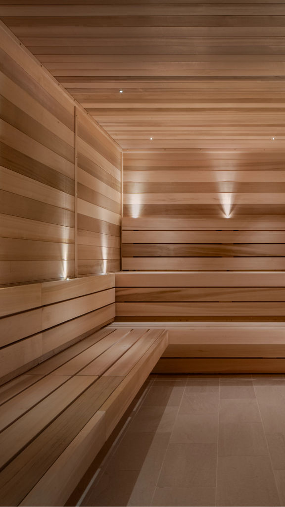 inside the sauna at Life Time