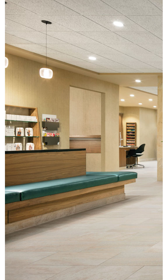 Reception desk and lounge at the Life Time Ardmore LifeSpa