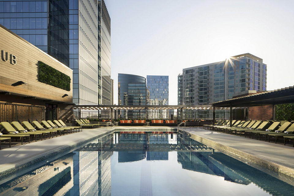 The rooftop pool at Life Time Buckhead