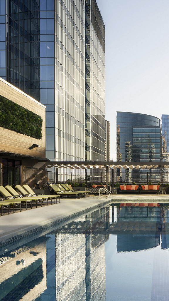 The rooftop pool at Life Time Buckhead