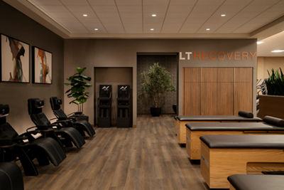 Life Time recovery room with massage chairs