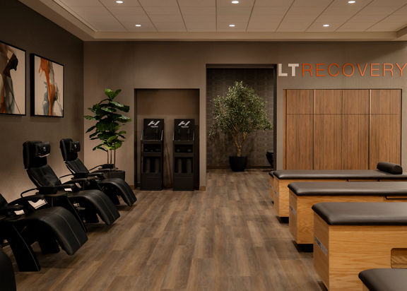 Life Time recovery room with massage chairs