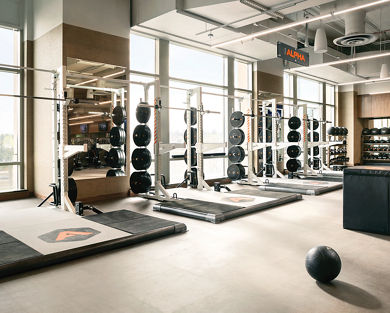 Alpha strength equipment on the fitness floor at Life Time