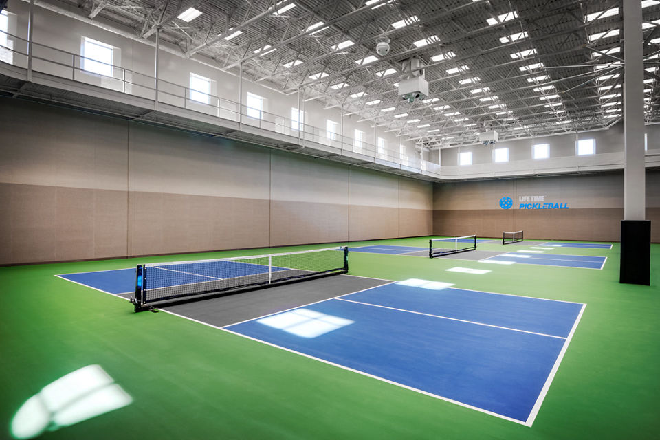 Indoor pickleball courts located at the Bloomington North Life Time club