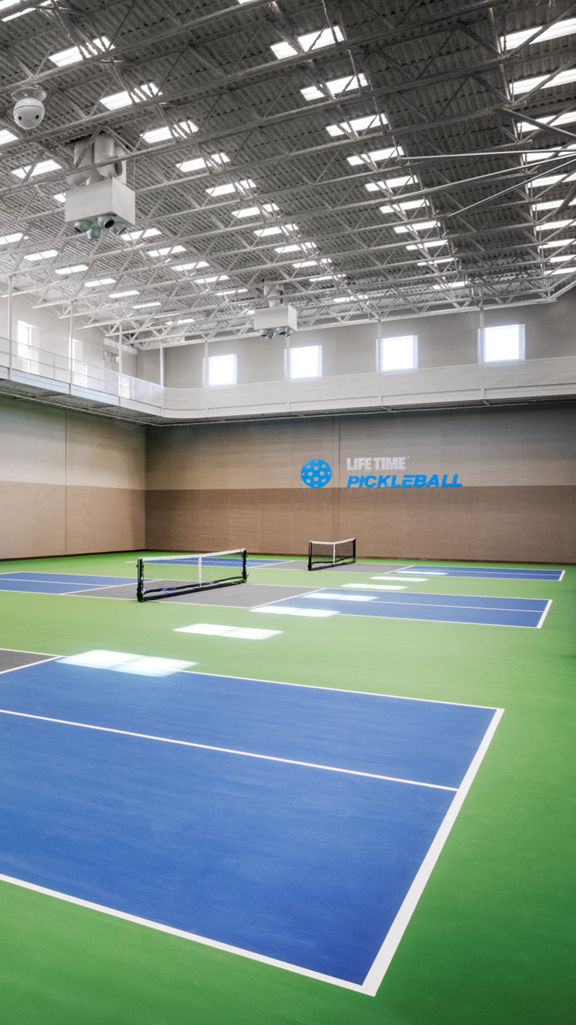 Indoor pickleball courts located at the Bloomington North Life Time club