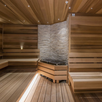 Large wooden dry sauna