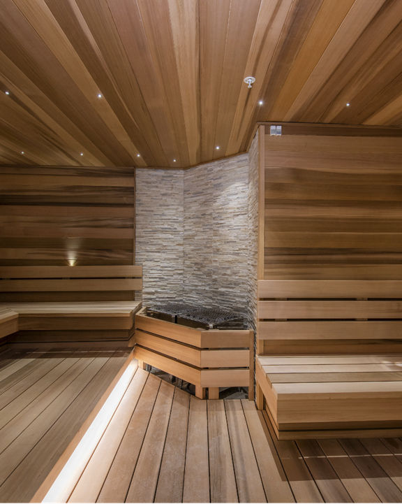 Large wooden dry sauna