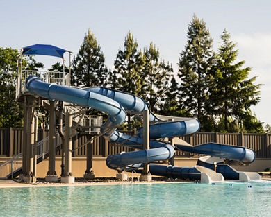Outdoor waterslide at Life Time