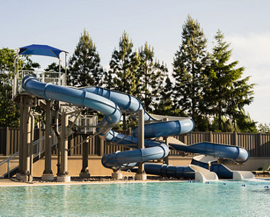 Outdoor waterslide at Life Time