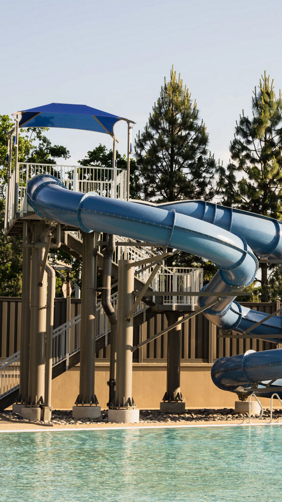 Outdoor waterslide at Life Time