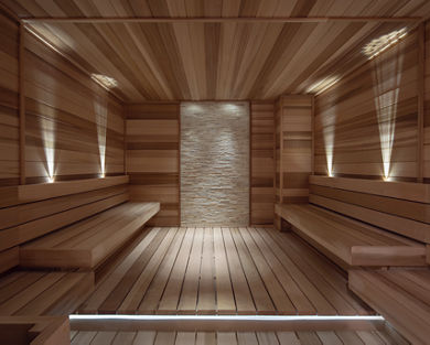 Dry wood sauna at Life Time