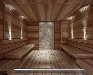 Dry wood sauna at Life Time