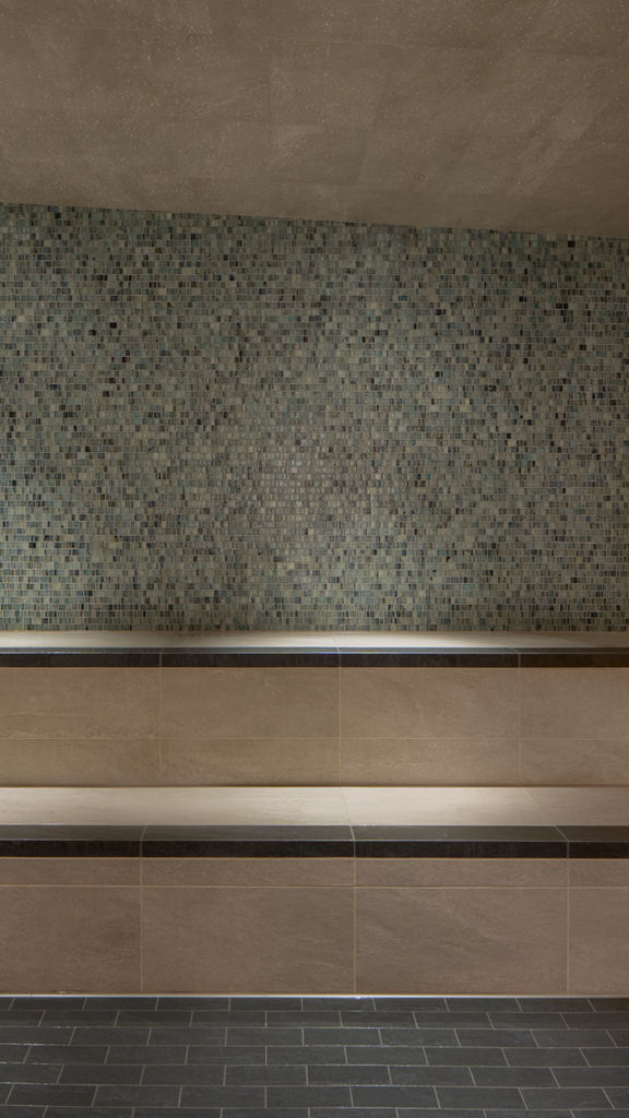 Tiled steam room at Life Time