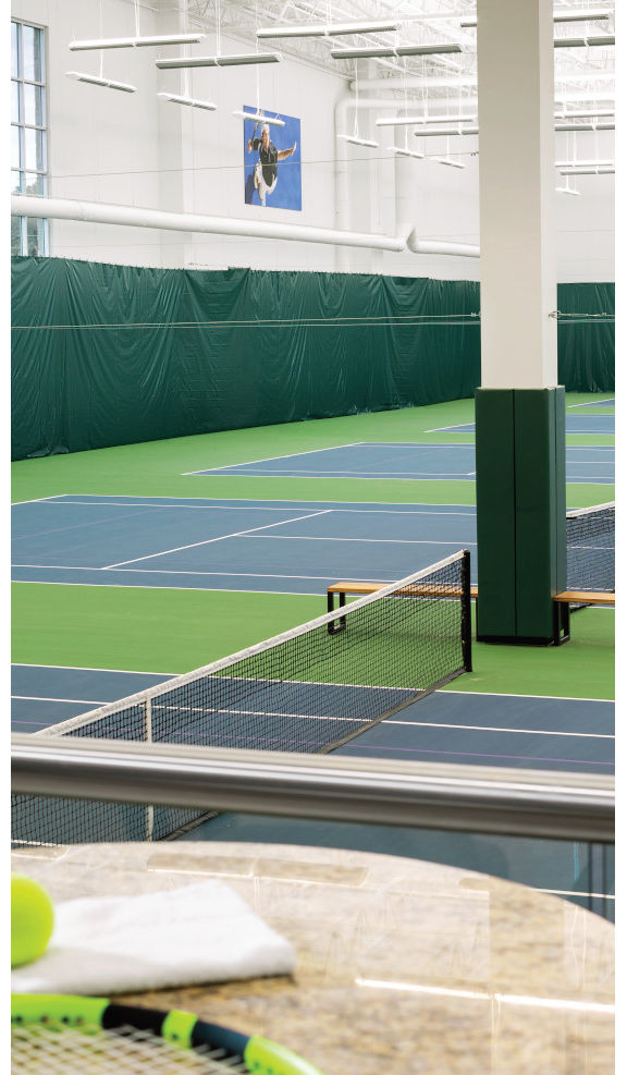 Indoor tennis courts at Life Time