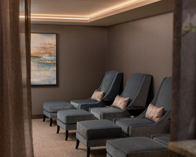 Comfortable chairs in the lobby for the MediSpa at Life Time