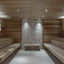 Wood and tiled dry sauna at Life Time