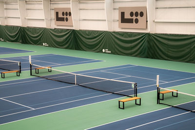 tennis courts, showcasing several courts at Life Time