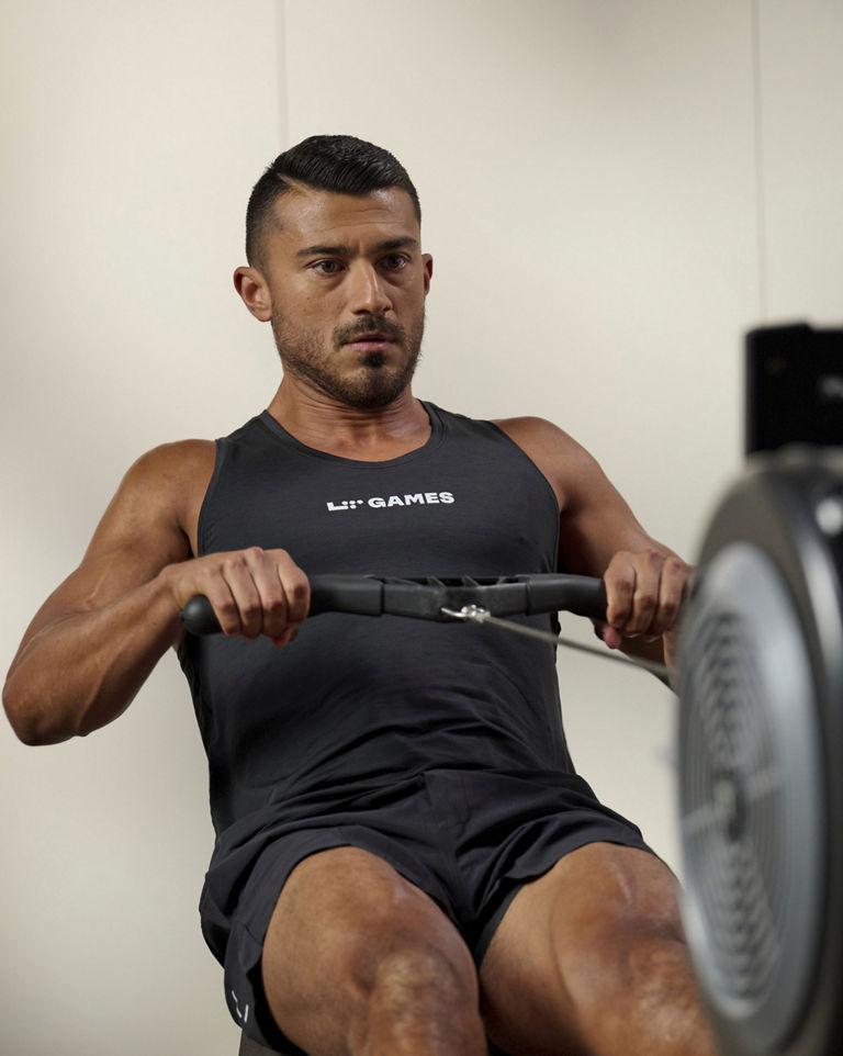 a man rowing