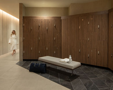 Luxury locker room area at Life Time