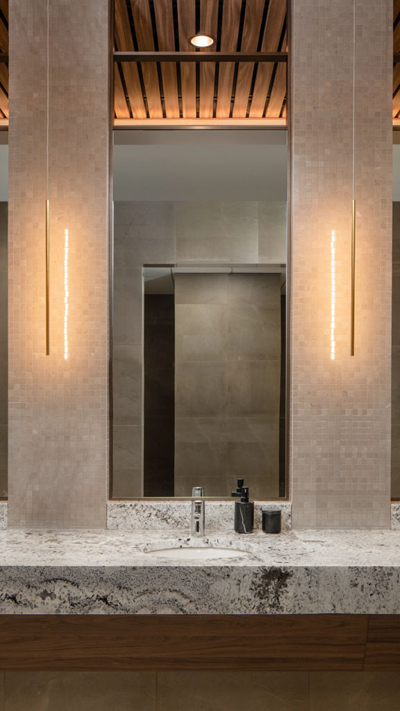 Sink vanities in a Life Time locker room