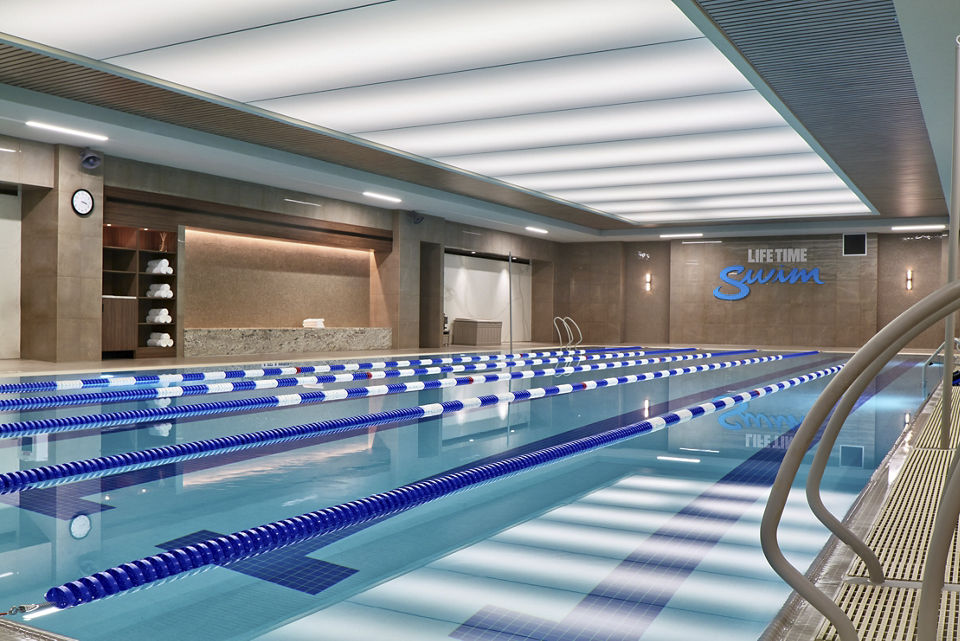Indoor lap pool with lane lines