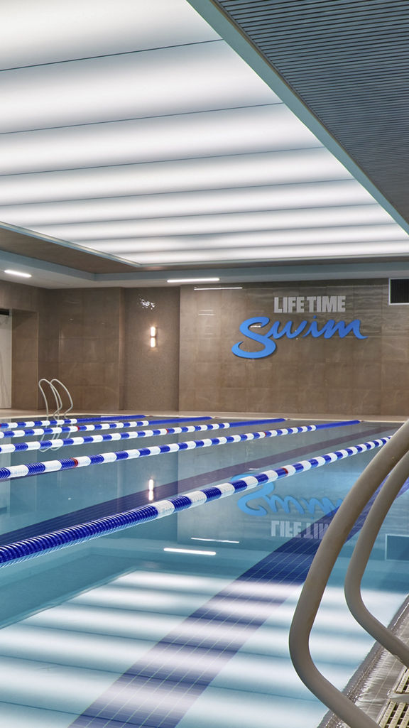 Indoor lap pool with lane lines