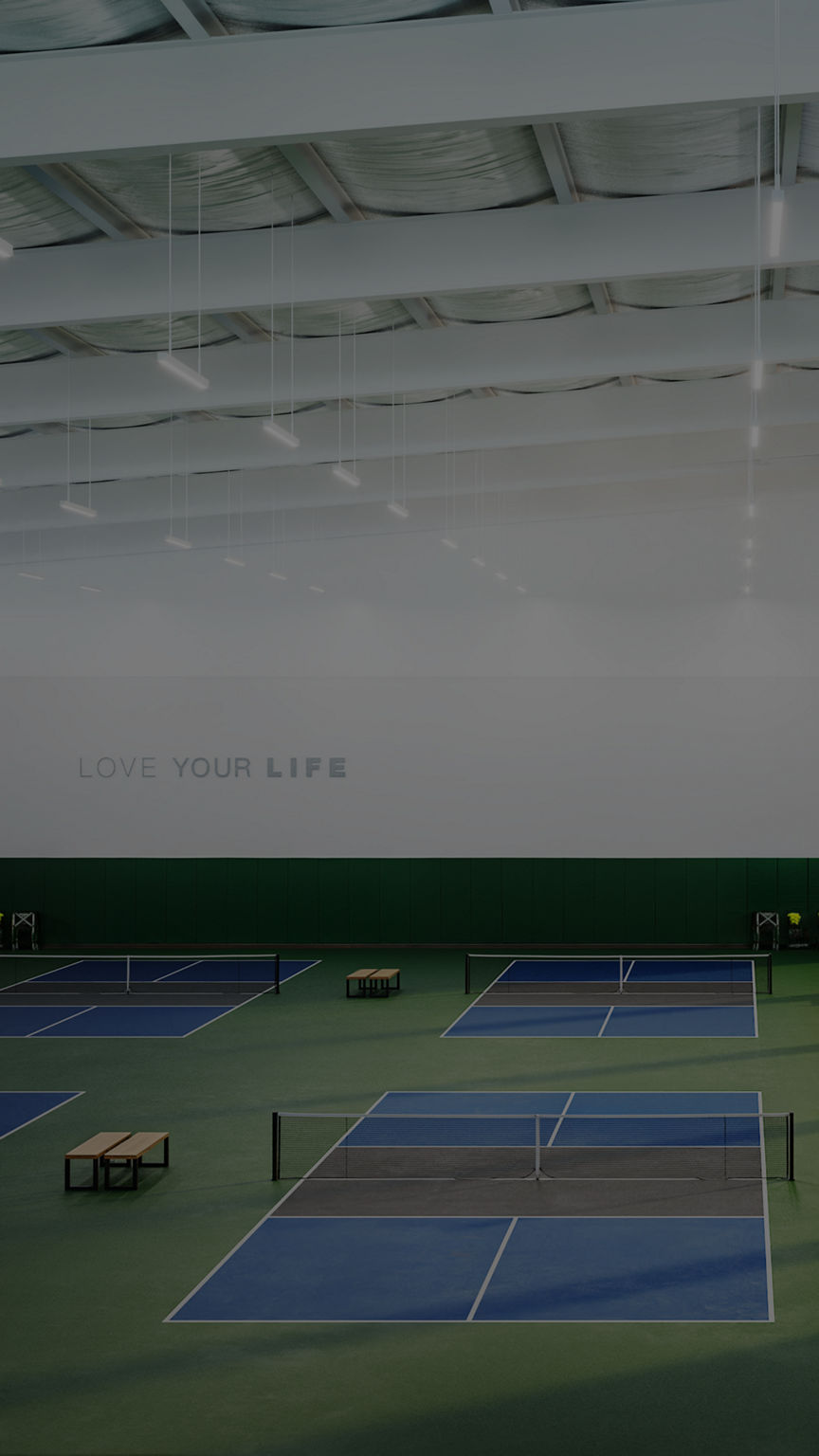 indoor pickleball courts at Life Time