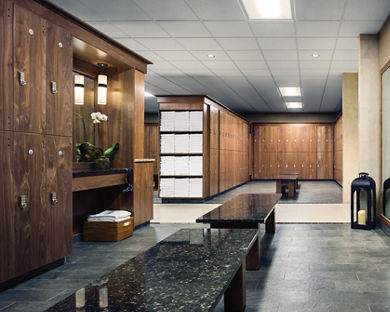 inside the locker room at Life Time