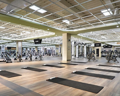 Fitness floor filled with various strength and cardio machines