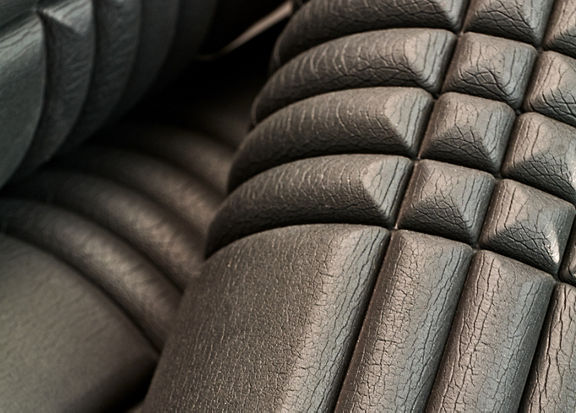 Close-up of a black foam roller