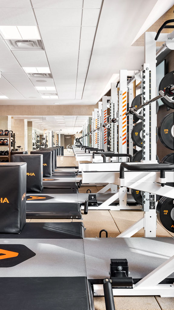 Alpha small group training area on the fitness floor