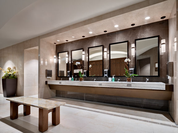 Vanity sink area in the locker room at a Life Time