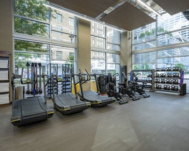 Cardio equipment in an Alpha studio area