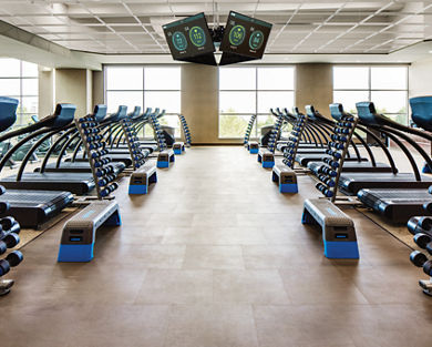 Small group training area on the fitness floor at Life Time