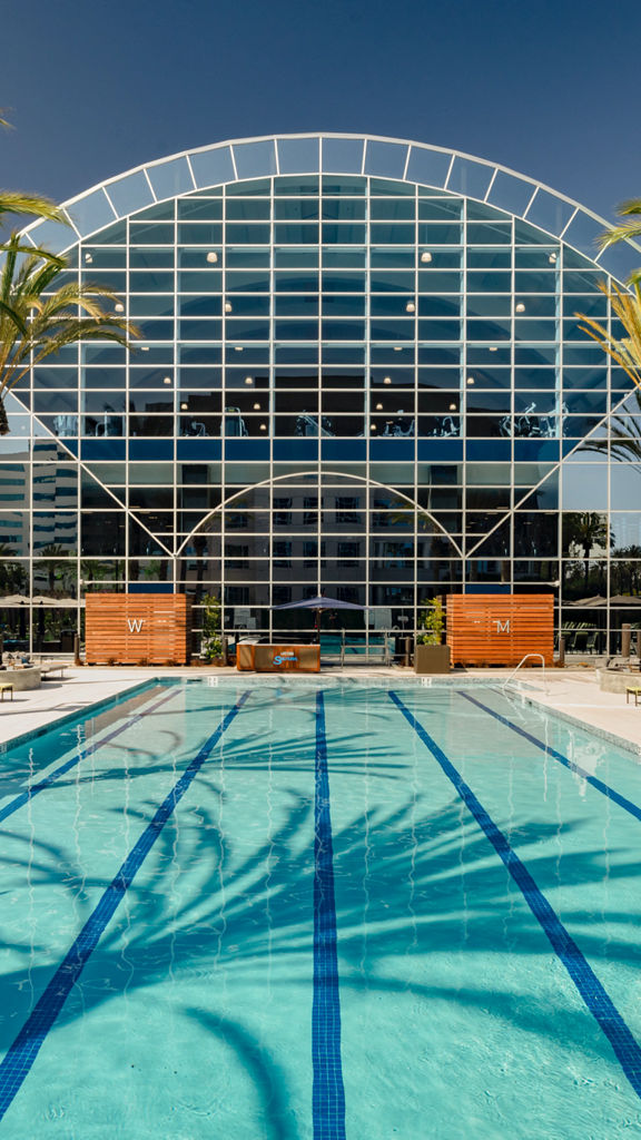 Outdoor pool at the Life Time Lakeshore Irvine club location