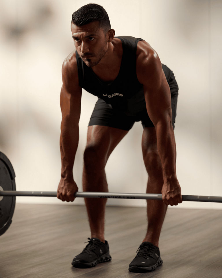 a man performing a deadlift