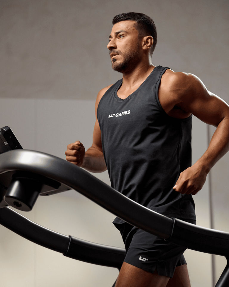 a man running on a treadmill