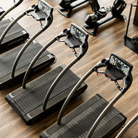 Overhead view of treadmills on the fitness floor at Life Time