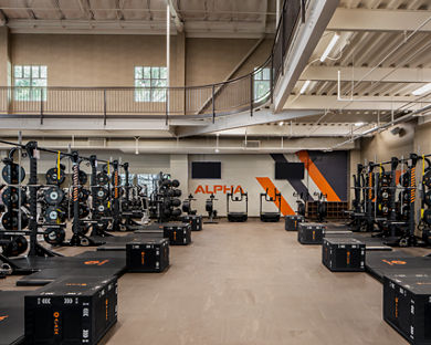 Alpha small group training area on the fitness floor