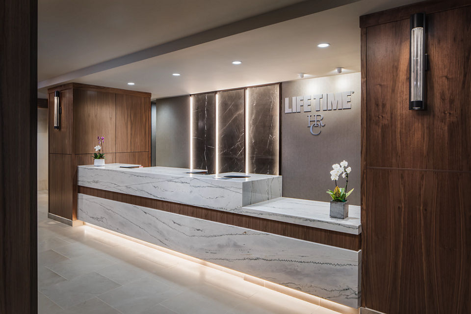 Reception desk at the Life Time Midtown club location
