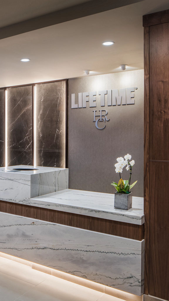 Reception desk at the Life Time Midtown club location