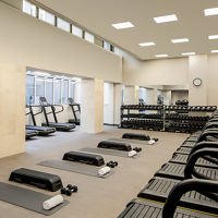 Cardio equipment on the fitness floor at the Life Time Midtown club location
