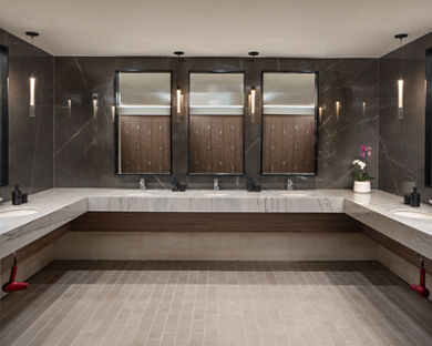 Sink area at the Life Time Midtown club location