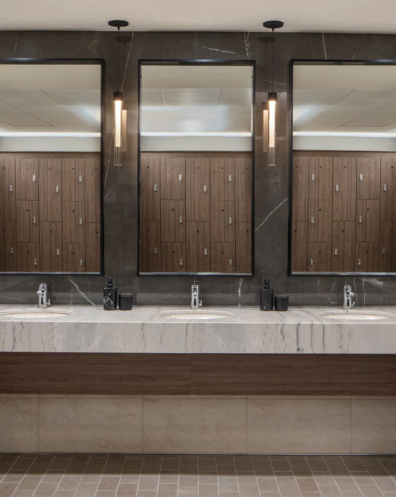 Sink area at the Life Time Midtown club location