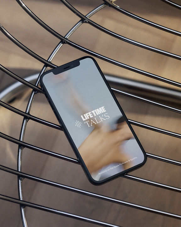 Phone sitting on a metal chair