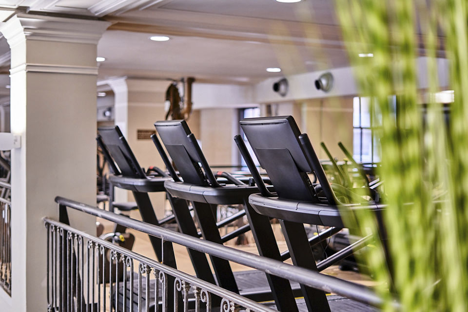 Closeup of treadmills on the Fitness floor at the Life Time NoHo club location