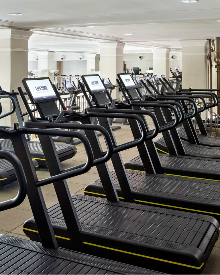 Treadmills on the fitness floor at the Life Time NoHo club location