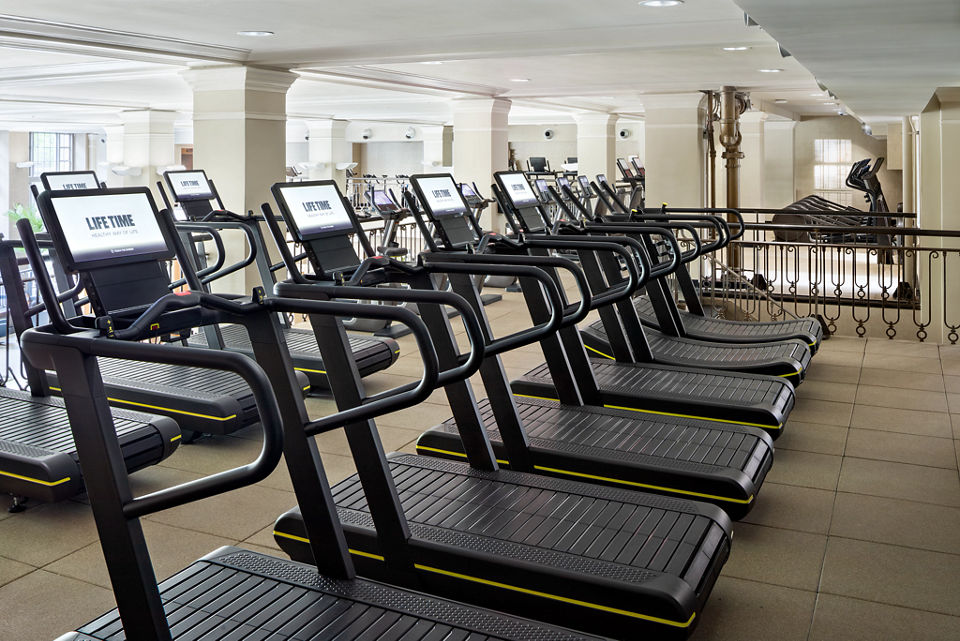 Treadmills on the fitness floor at the Life Time NoHo club location